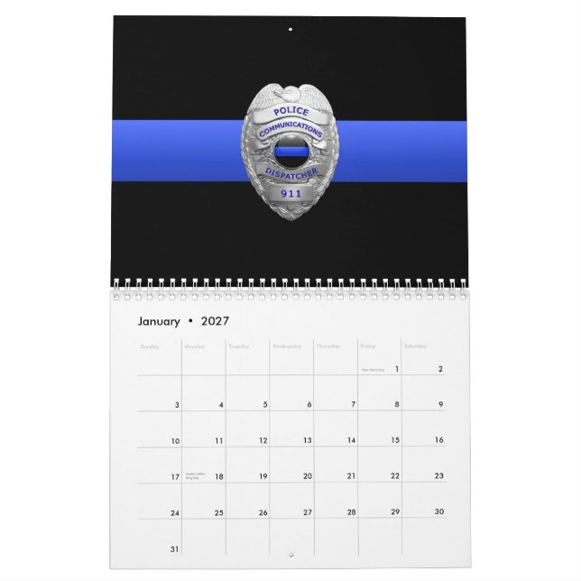 Commo 911 Dispatch Thin Blue Line Calendar (Jan 2027)