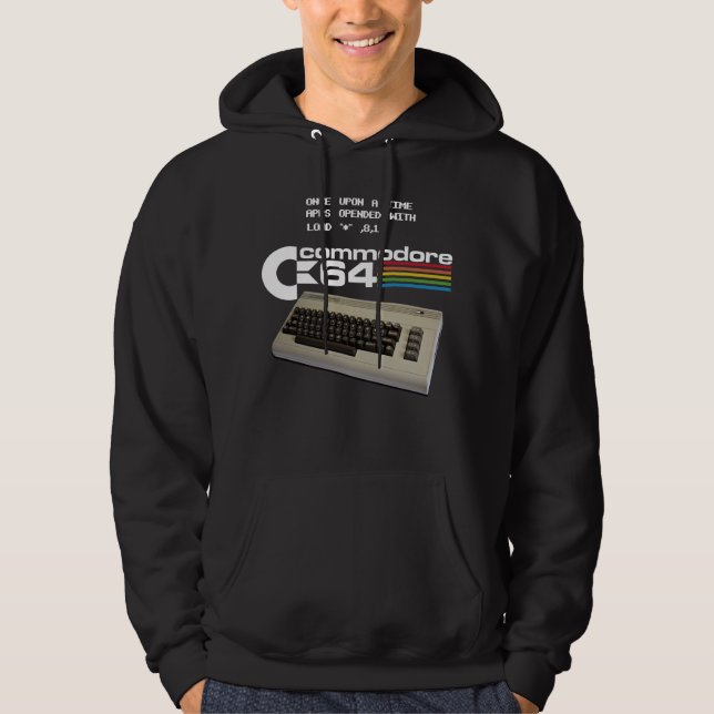 Commodore 64 C64 Logo Computer with Quote Load, 8, Hoodie (Front)