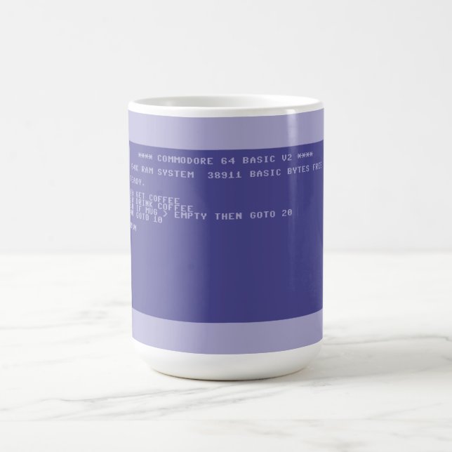 Commodore 64 Drink cofee basic program screen Coffee Mug (Center)
