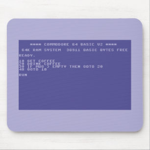 Commodore 64 Drink Coffee Basic Program Mouse Pad