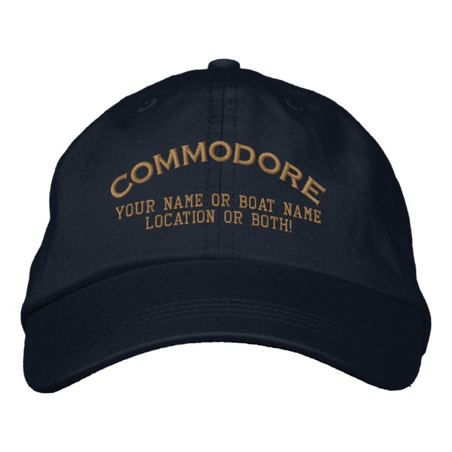 Commodore Custom Your Name Boat Local Embroidered Hat (Front)
