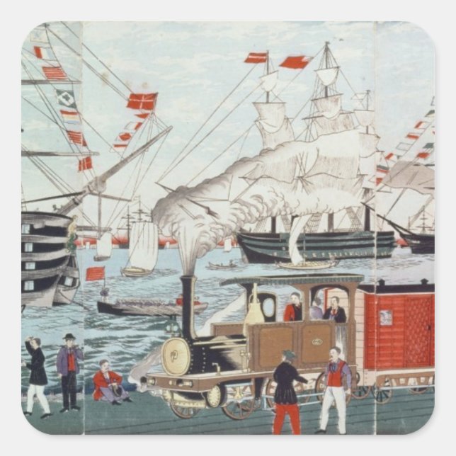Commodore Perry's Gift of a Railway Square Sticker (Front)