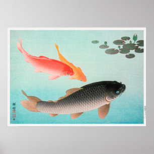 Common and Golden Carp by Ohara Koson (1935) Poster