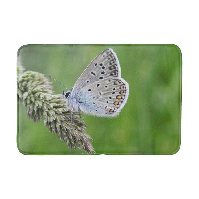 Common Blue Butterfly on Grass Bath Mat (Front)