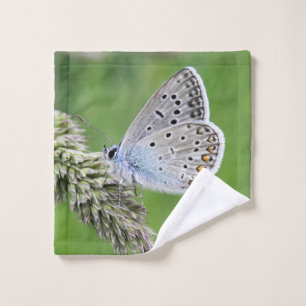 Common Blue Butterfly on Grass Wash Cloth