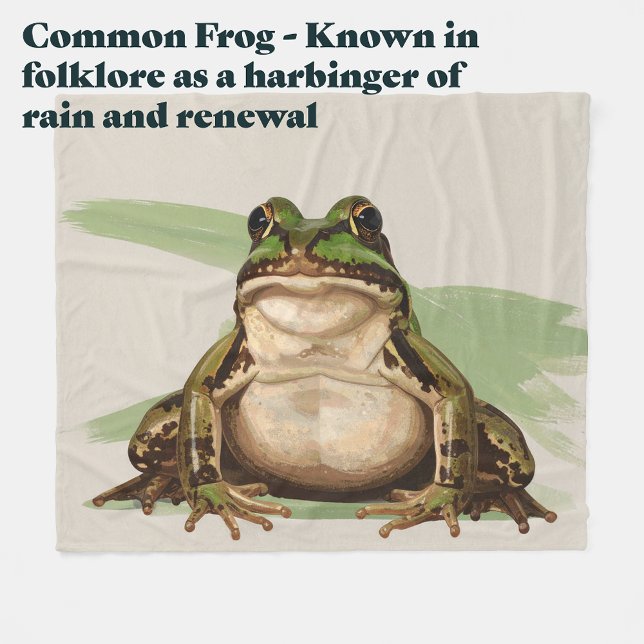 Common British Frog | Goblincore Nature Art Fleece Blanket (Common Frog. Known in folklore as a harbinger of rain and renewal. Housewarming Blanket Gift )