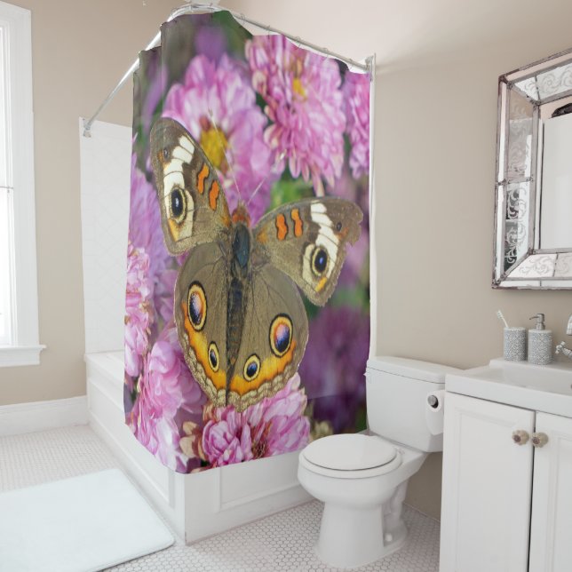 Common Buckeye Butterfly Shower Curtain (In Situ)
