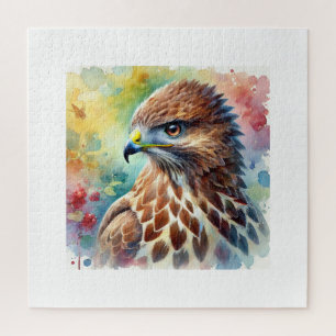 Common Buzzard 020824AREF106 - Watercolor Jigsaw Puzzle