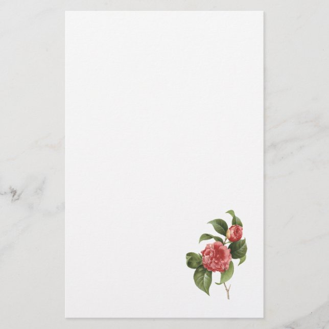common camellia(Camellia japonica) by Redouté Stationery (Front)