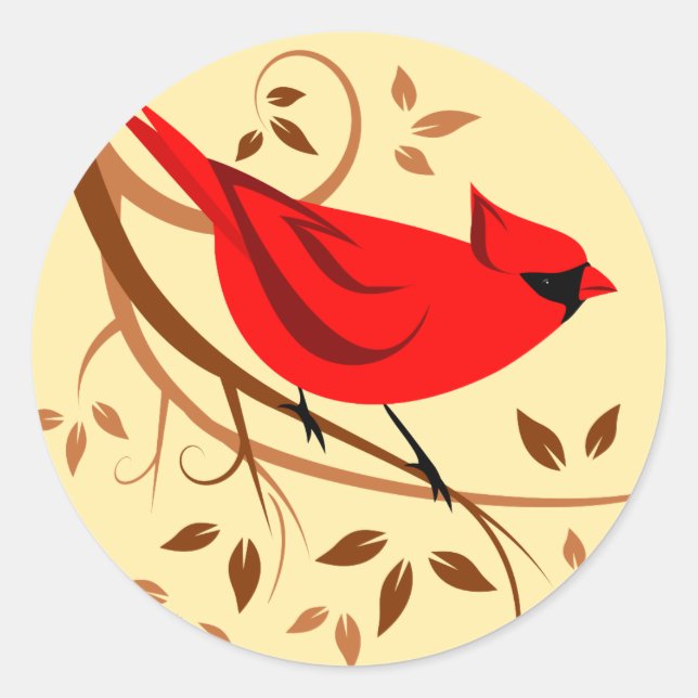 Common Cardinal Bird Classic Round Sticker (Front)
