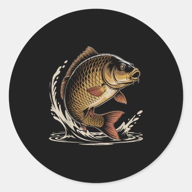 Common Carp Fishing Gift Angler Tackle Fi-shirt  Classic Round Sticker (Front)