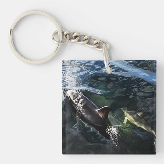 Common Dolphin Mom and Baby Key Ring (Front)