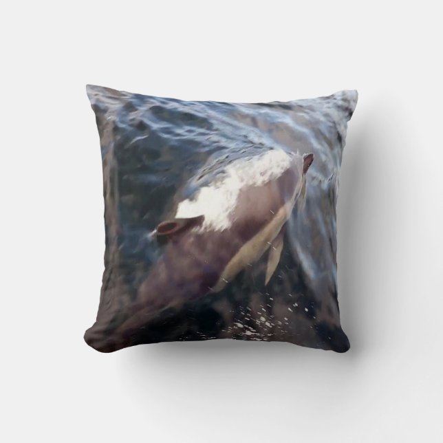 Common Dolphin Surfacing Coastal Serenity Marine  Cushion (Front)
