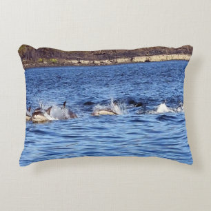 Common Dolphins Porpoising Decorative Cushion