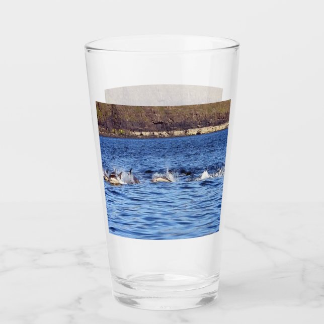 Common Dolphins Porpoising  Glass (Front)
