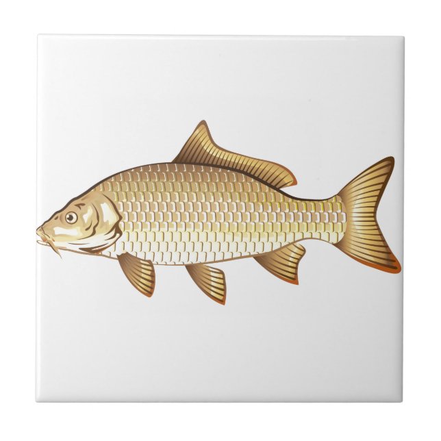 Common Golden Carp Vector Art Ceramic Tile (Front)