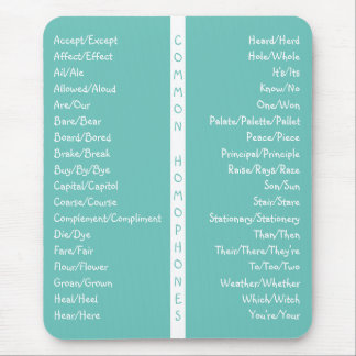 Common Homophones English Spelling Reference Guide Mouse Pad