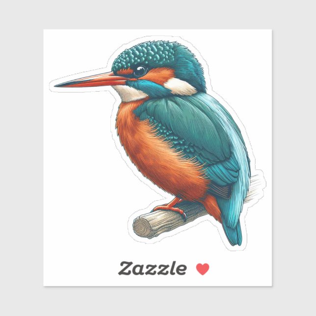 Common Kingfisher bird Custom-Cut Vinyl Sticker (Sheet)