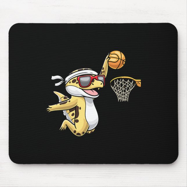 Common Leopard Gecko Playing Bysketbyll Reptile Li Mouse Pad (Front)