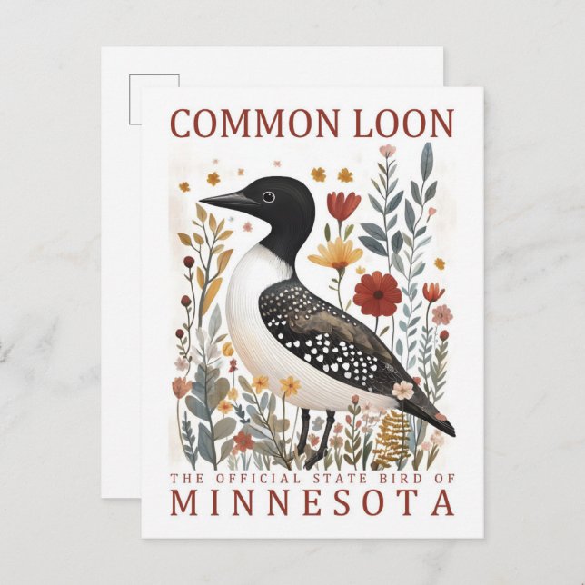 Common Loon Bird of Minnesota USA Travel Postcard (Front/Back)