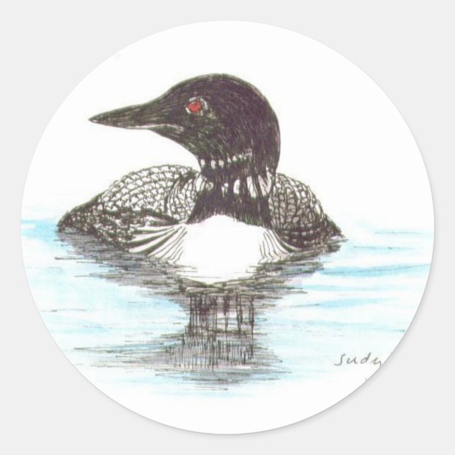 Common Loon Classic Round Sticker (Front)