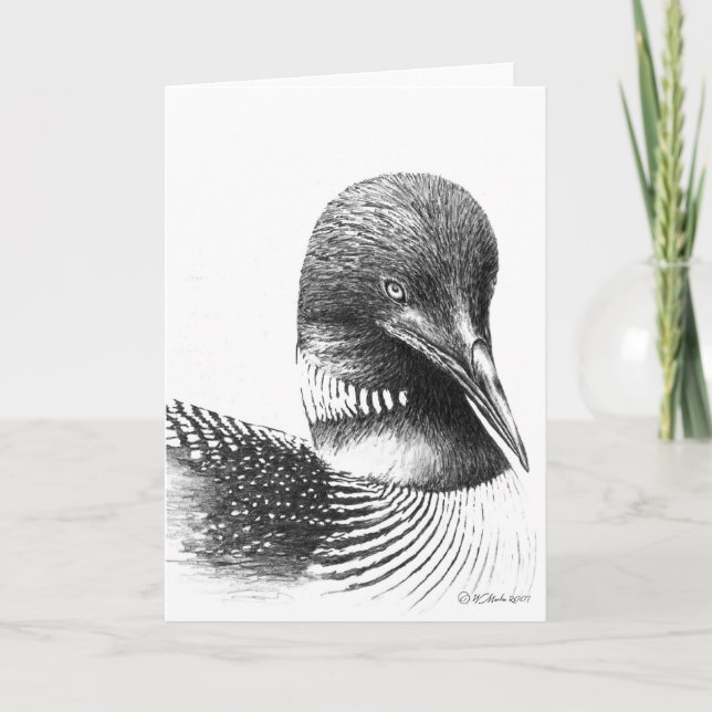 Common Loon Illustration Blank Greeting Card (Front)