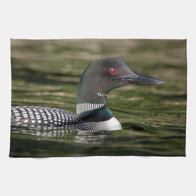 Common Loon on Jabe Pond Tea Towel (Horizontal)