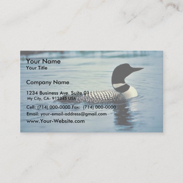 Common Loon on Water Business Card (Front)