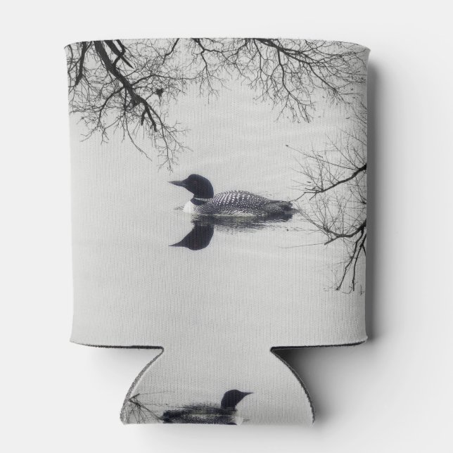 Common Loon Swims in a Northern Lake in Winter Can Cooler (Back)