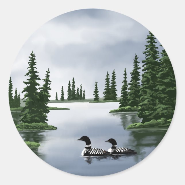 Common Loons Classic Round Sticker (Front)