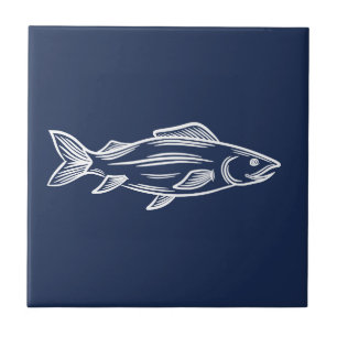 Common Mackerel Fish Aquatic Blue Nautical Ceramic Tile