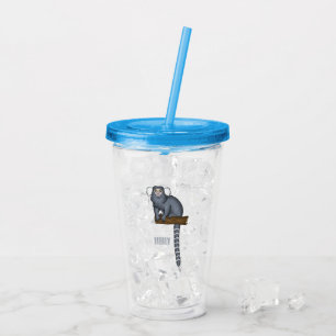 Common marmoset cartoon illustration acrylic tumbler