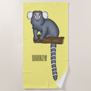Common marmoset cartoon illustration beach towel