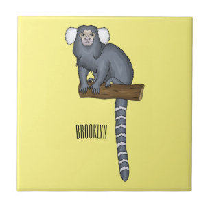 Common marmoset cartoon illustration ceramic tile