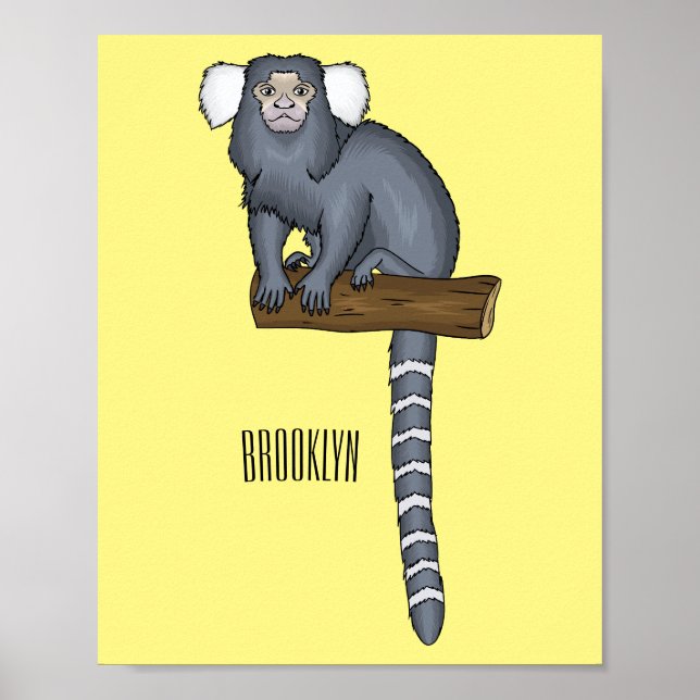 Common marmoset cartoon illustration poster (Front)