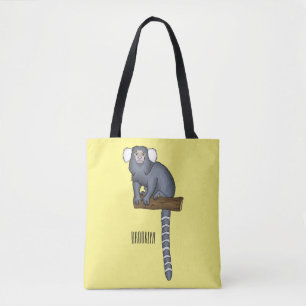 Common marmoset cartoon illustration tote bag