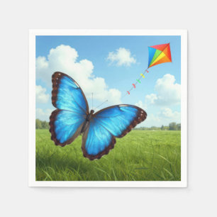 Common Morpho Butterfly Flying a Kite Napkin
