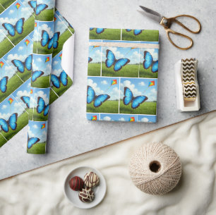 Common Morpho Butterfly Flying a Kite Wrapping Paper
