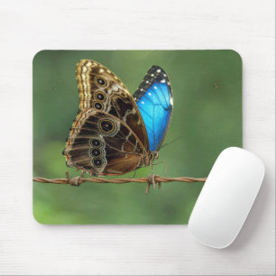 Common Morpho Butterfly on Barbed Wire Mouse Pad
