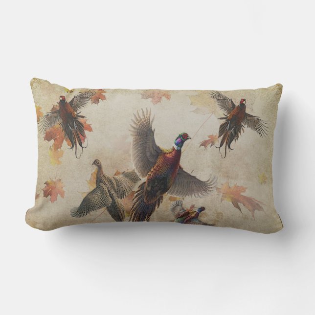 Common pheasant wrapping paper medium gift bag out lumbar cushion (Front)