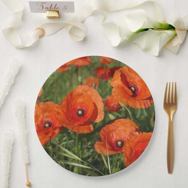 Common Poppies  Paper Plate (Wedding)