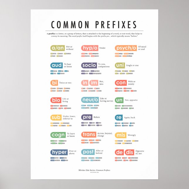Common Prefixes Poster (Front)