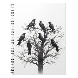 Common Raven Crow Black Mysic Tree Flock Design Notebook