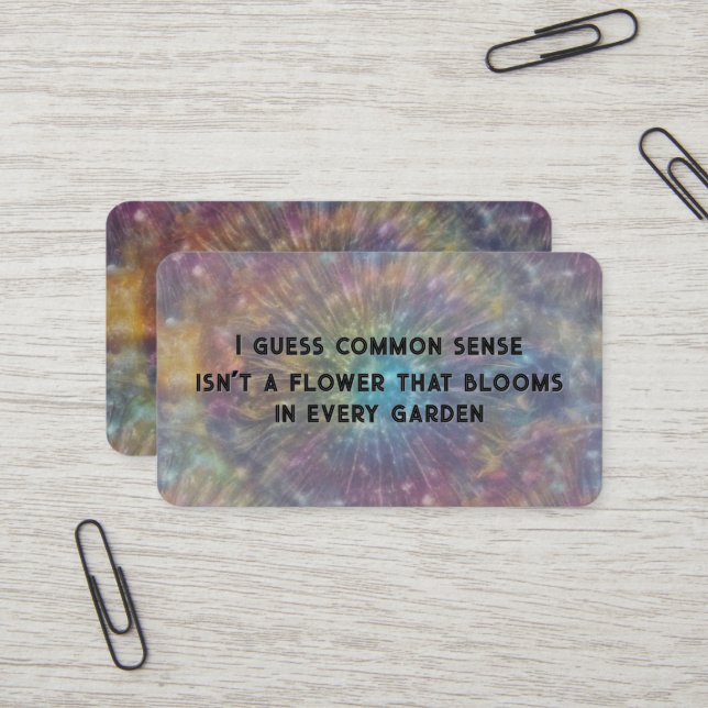 Common Sense Sarcastic Text Business Card (Front/Back In Situ)