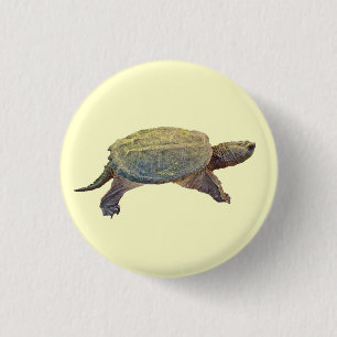 Common Snapping Turtle - Chelydra serpentina 3 Cm Round Badge