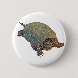 Common Snapping Turtle - Chelydra serpentina 6 Cm Round Badge