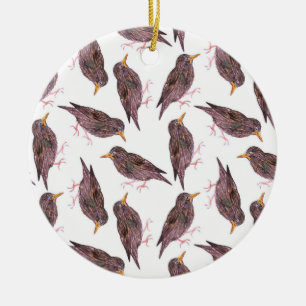 Common starling or European starling birds Ceramic Ornament