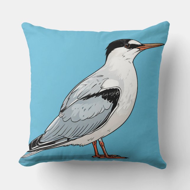 Common Tern bird Minimal Wildlife Inspired Gift Cushion (Front)