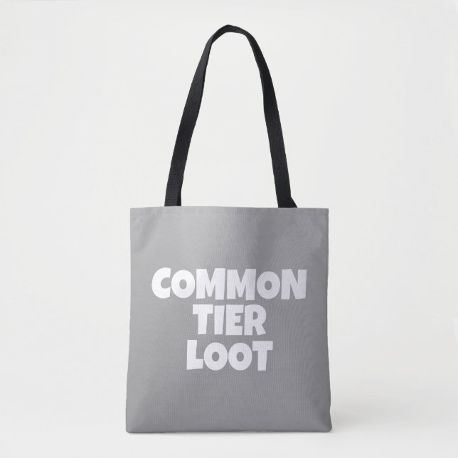 Common Tier Loot Gamer Boy Grey Lettering Tote Bag (Front)