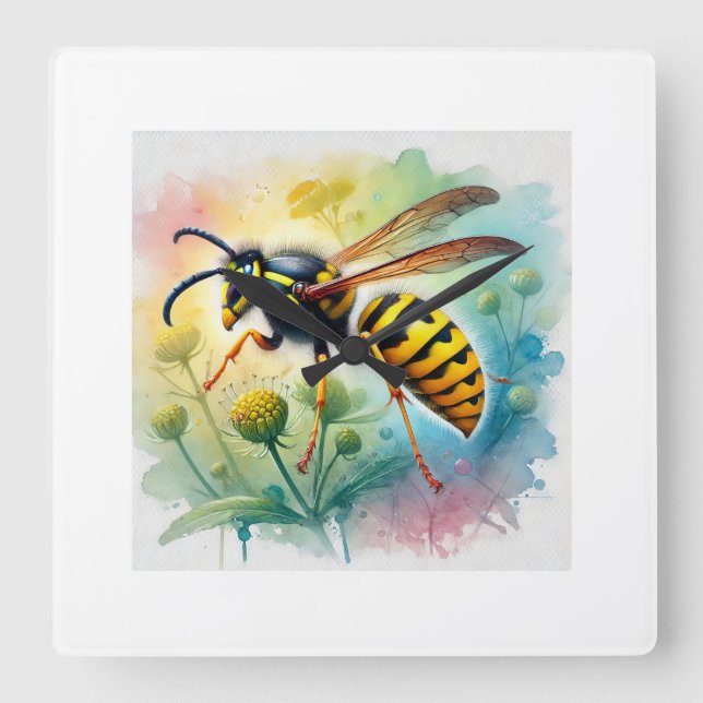 Common wasp 130924AREF110 - Watercolor Square Wall Clock (Front)